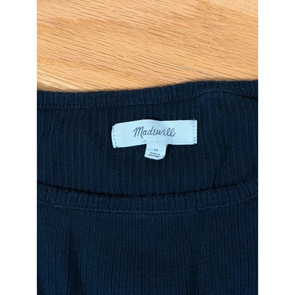 Madewell Ribbed Square-Neck Tank Top Black M Cotton - Picture 5 of 9
